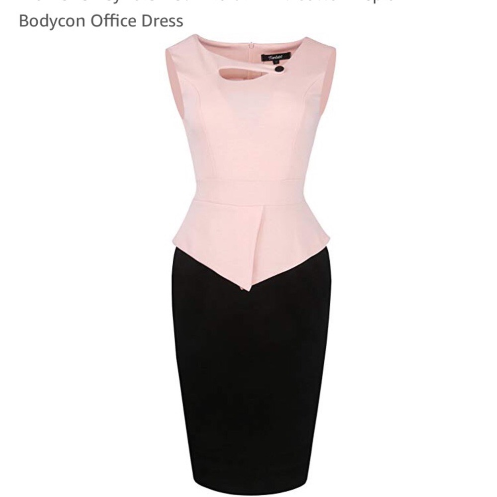 Sleeveless pink/black peplum dress
